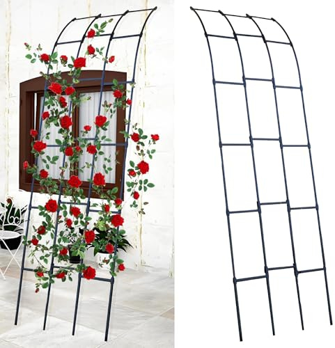 Treillis d'arche de jardin pour plantes grimpantes – Cadre en acier revêtu de plastique durable pour décoration extérieure pour jardin