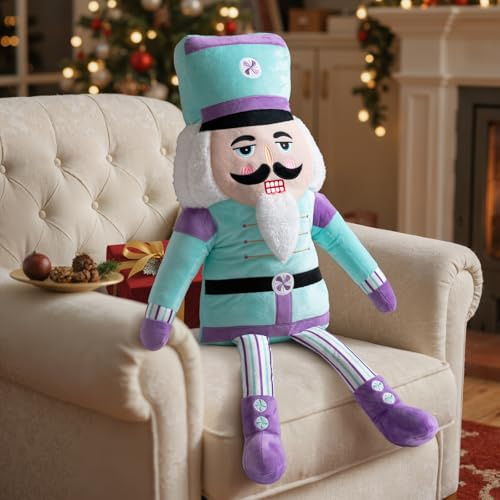 Lanpn Weihnachtskissen, Nussknacker Kissen Weihnachts Kissen Dekokissen Flauschiges Zierkissen für Geschenk Party Bett Sofa Couch Innenbereich Weihnachtsdeko (Blau, 57,5x84,5cm)