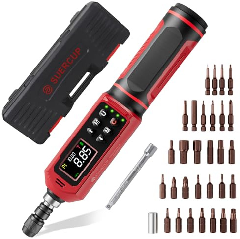 SUERCUP 0.15-10Nm Digitaler Drehmoment Schraubendreher, ±1% Präzision | 1/4 Drehmomentschlüssel Set mit LED-Alarm, Buzzer, Vibration, für Fahrrad, Pistolen, Scope-Montage Verwendet & DIY