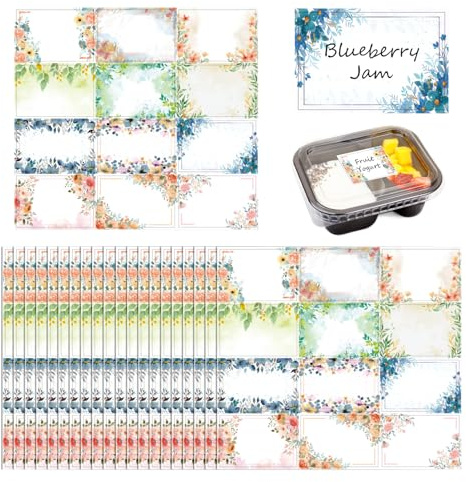 Jam Jar Labels 240 Pcs, Jam Labels for Jars Easy Peel Off Self Adhesive Waterproof Food Stickers Writeable Sticky Decorative Spice Jar Tags for Kitchen Containers Jams Preserves Bottle (40 X 60 mm)