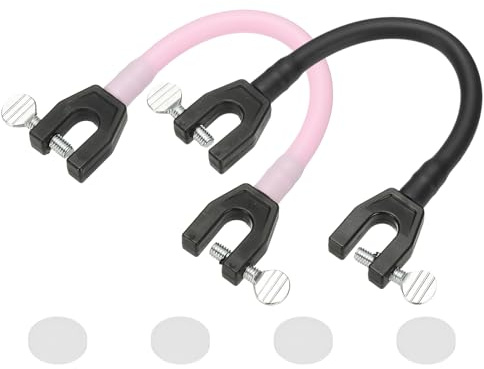 YELARXI Ski Tip Connector, Snowboard Clip Ski Training Aid Basic Turning Portable Durable Holder Skiing Accessories- Fit for (Beginners Skiing Training/Speed Control) 2 Pcs & Black/Pink