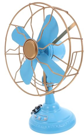SMASOLO Ventilatore Vintage da Tavolo in Ferro Blu Medio Scultura Decorativa Retro per Casa Caffetteria e Ufficio Ornamento in Metallo Realistico e Versatile per Esposizione e Fotografia