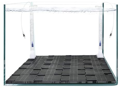 BaoZqua Undergravel Filter System for 20 Gallon Fish Tank, Air-Driven Biofiltration Aquarium Filter Kit with 20 Modular Plates & 2 Adjustable Lift Tubes, Cut-to-Fit Under Gravel for Clear Water