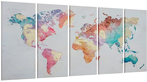 HOMCOM Stampa su Tela 5 Pezzi per Casa e Ufficio, Tela in Legno di Pino con Vernice ad Acqua, 80x40cm, Multicolore