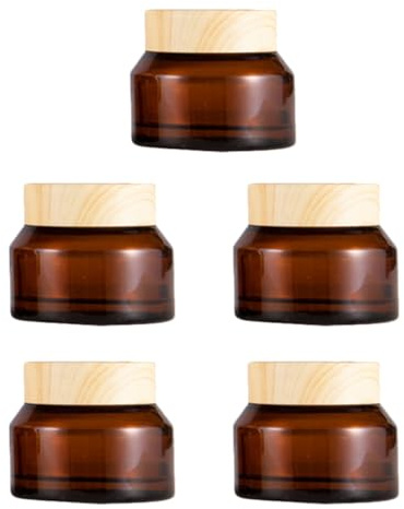 Angoily Contenants Cosmétiques Portables avec Couvercles Marron en Verre et Pp Lot de 5 15g Pots à Crème Rechargeables Nouvel An Couleur Aléatoire pour Présents Artisanaux