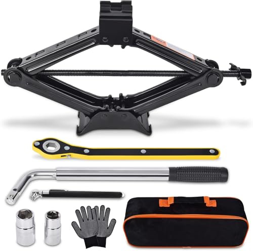 Neuytiky Gato Hidráulico 2500 kg (110-420 mm) con Llave de Tuercas + Llave de Carraca + Bolsa, Placa Acero Reforzada, para Coche, SUV, MPV | Estabilidad & Portabilidad