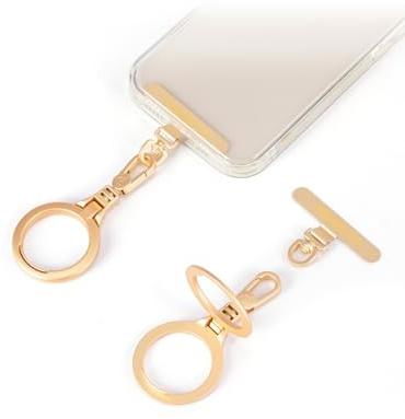 project-cb Phone Lanyard Metal Tether Tab, Phone Stand, Strap Patch, Phone Key Ring Holder (Gold-T)