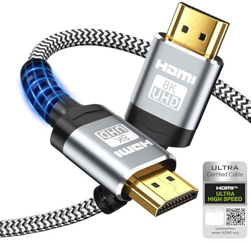 Soonsoonic 10K 8K 4K Cable HDMI 3 Metros Certificado | 48Gbps Cable HDMI 2.1,8K@60Hz,4K@120Hz,HDR10,eARC,HDCP2.2/2.3,Ethernet - Cable HDMI Trenzado | para TV UHD Monitor Portátil Xbox PS4/PS5 etc
