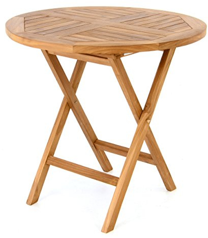 Divero runder Gartentisch ALASSIO aus Teak Holz - Farbe: Natur-Braun | klappbar und wetterfest