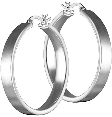 VINANI Klapp-Creolen aus 925 Sterling Silber I Nickelfreie Ohrringe mit Schrankenverschluss I Mattierte Oberfläche mit Anlaufschutz I Allergikerfreundlich I Handarbeit in Juweliersqualität I CBAM