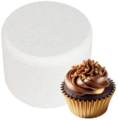 Culpitt 4 x 3 Round Cake Dummy, Bevelled Edge Cake Form, Practice Cake Decorating or Use for Creating Long-Lasting Displays, Smooth Polystyrene