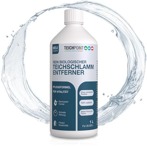 Teichpoint Teichschlamm Entferner Liquid 1 Liter | Rein biologischer Schlammabbau im Garten- und Koiteich | Reichweite 30.000 Liter