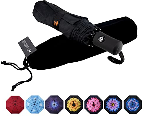 SY Compact Travel Umbrella Windproof Automatic Unbreakable Umbrellas-Factory Direct High Cost-effective Umbrella Black