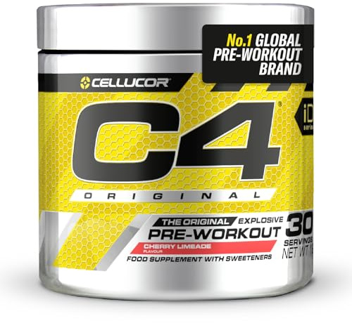 C4 Original - Suplemento en polvo para preentrenamiento - Lima y cereza | Bebida energética para antes de entrenar | 150 mg de cafeína + beta alanina + monohidrato de creatina | 30 raciones
