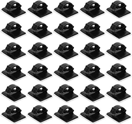 Stadux Cable Clips Self-Adhesive Cable Ties Black Car Wire Tie Rectangle Cable Holder Wire Clip Cable Tidy Quickly tie, 30PCS-19x14mm