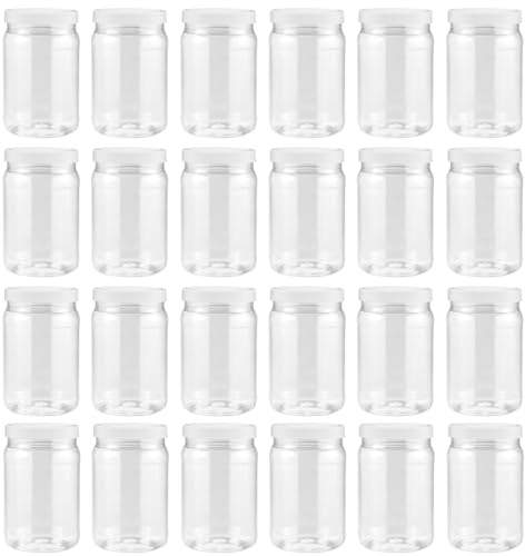 SMART SOLUTIONS Clear Plastic Mason Jars (18 oz 24 pack) | With Screw-On Airtight Lids | Refillable | No BPA | Perfect for Crafts, Herbs, Slime, Food & Liquids | Made in USA