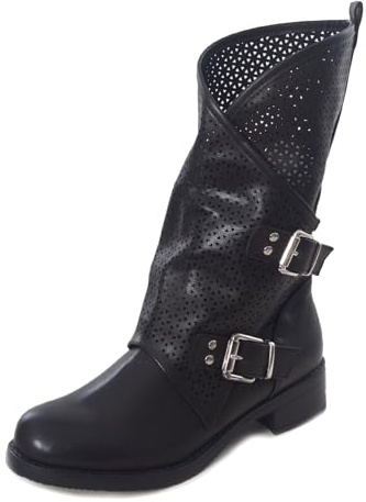 Toocool - Botas bajas para mujer, botas biker motociclista, botines con hebillas, botas militares SA9907, 39 EU