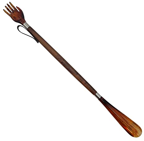 DELFA Calzador de 57 cm, con mango rascador y mango de madera marrón, marrón, 56