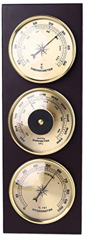 GUMEI 3 pièces/Ensemble baromètre thermomètre hygromètre avec Station météo de Base à Cadre en Bois