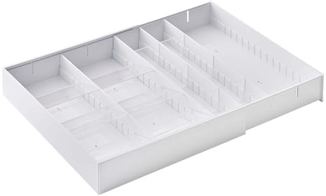 YAMAZAKI 5415 TOWER Extendable Diagonal Cutlery Tray, white, ABS Resin/PS Resin, 3047.5 x 35 x 5.5 cm
