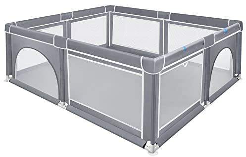 HENGMEI Baby Laufgitter Laufstall Absperrgitter 180x150cm Aktivitätszentrum mit Rutschfester Basis, atmungsaktivem Netz Sicherheitsspielplatz (180x150cm)