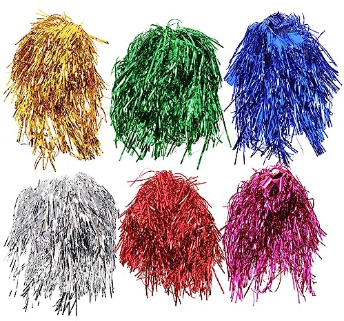 Homoyoyo 6 Stück Perücke Metallic, Folie Lametta Perücken Kostüm Glänzende Party Perücke Metallic Kostüm Halloween Karneval Weihnachten Cosplay Zubehör(Gold, Weiß, Grün, Lila, Rot und Blau)