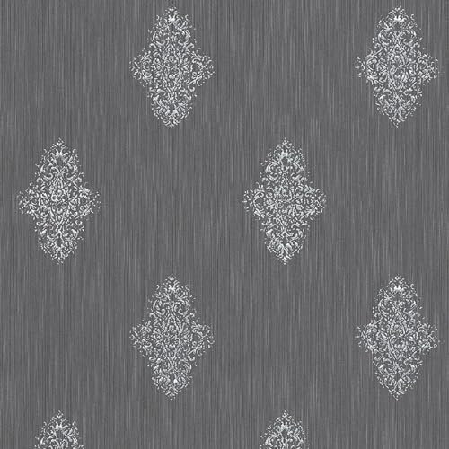 Profhome 319464-GU Textiltapet ornament matt färg blå silver 5,33 m2
