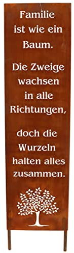 Rostikal Familien Deko Gartenstecker Rost 55 cm - Edelrost Gartendeko Vintage Metallschild - Robustes und stilvolles Schild für Garten, Terrasse und Innenbereich