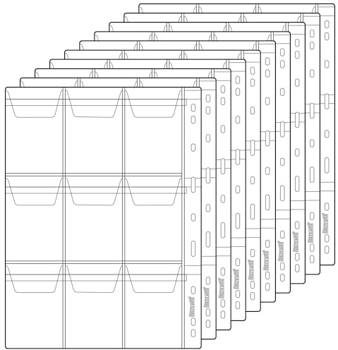 Hojas con bolsillos para monedas - 90 bolsillos, protector de monedas, inserciones para carpeta estándar de 9 agujeros, 10 hojas CS03109