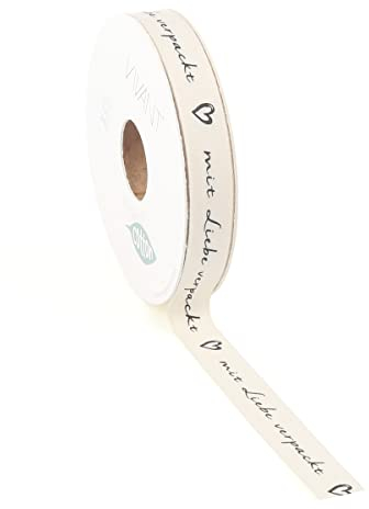 Geschenkband Schleifenband Dekoband mit süßen Sprüchen - 0,69€/m - 20m x 15mm (mit Liebe verpackt)
