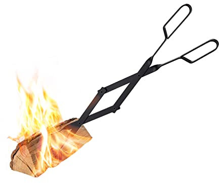 Bettermade Pinzas de Chimenea de 26 Pulgadas, agarrador de leña para Exteriores, Pinzas de Hierro Resistente, Herramientas para hogueras de Interior y Exteriores, Accesorios para fogatas, Accesorios