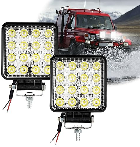 Gimisgu 2 Pack LED Arbeitsscheinwerfer 12V/24V 48W Led Zusatzscheinwerfer IP67 Wasserdicht Offroad Scheinwerfer Kaltweiß Arbeitslicht für SUV Auto Traktor Bagger