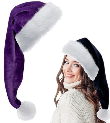 COSORO Gorro Navidad Adulto Niños Extra Largo,Pompón Sombrero de Navidad Unisex,Gorros Navideños Felpa Accesorios Decoración Navideños para Fiestas,Año Nuevo Decoración Regalos de Festividad