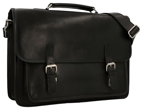 Gusti Aktentasche Leder - Elmar Damen und Herren Businesstasche Messanger Bag Laptop Tasche Vintage Ledertasche A4 Dokumententasche