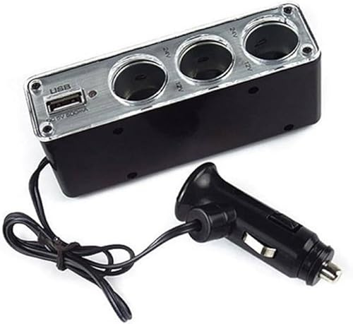 Car Socket Expander with USB Charging Power Triple Adaptor Lighter TER Multiple Devices Accessory 12v Car Power Distributor Socket Power Extension Cord Multi