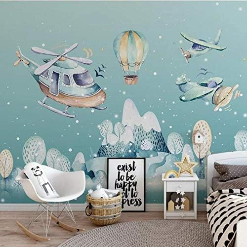 Fondo De Pantalla De Fondo De Habitación De Niños De Globo Aerostático De Helicóptero De Dibujos Animados Pintado A Pared Pintado Papel Tapiz 3D Decoración Dormitorio Fotomural Sala Mural-430cm×300cm