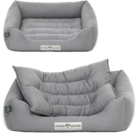 HOUND & NATURE | Öko Hundebett Bern | Weich/Soft | Gr. S für Kleine Hunde - Kuscheliges Hundebett Waschbar mit Wende - Liegekissen (S - 75x60 cm, Hellgrau)