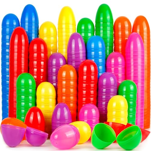 OCTERIC 120Pcs Easter Eggs, 2.3 Fillable Bright Colors Plastic Easter Eggs Empty for Easter Hunt, Easter Basket Stuffers, Party Favor, Classroom Prize Supplies