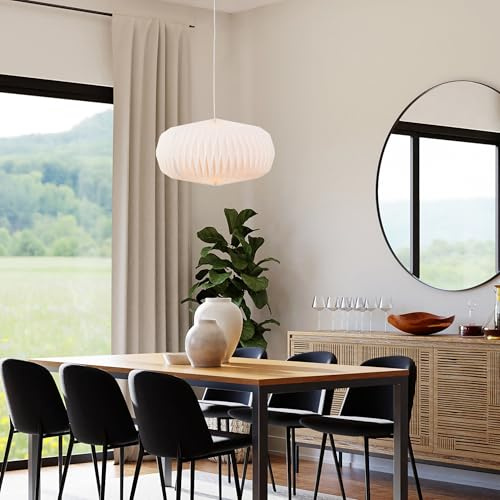 Lightbox Boho Hängelampe Origami-Schirm Ø 44 cm, E27 Lampe | Pendelleuchte aus Papier für den Wohnbereich, handgefertigte, dekorative Leuchte
