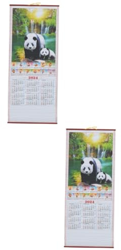NUOBESTY 2 Stücke 2024 Chinesische Neue Jahr Drachen Kalender Hängen Kalender Traditionellen Elemente