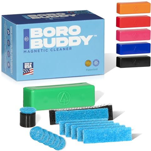 Magnetic Glass Cleaner BoroBuddy Pro | Cleans Hard to Reach Stains on Glass, Ceramic, Metal Pieces of All Shapes & Sizes | Glass Pieces, Bottles, Glassware | Free Scrubber Pads | Green