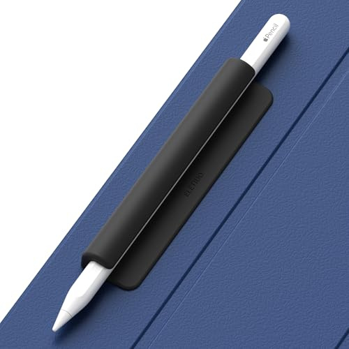 ELETIUO Pennhållare i silikon, kompatibel med Apple Pencil (USB-C), Apple Pencil 1 st / 2:a generationen, 3 m självhäftande klibbig fäst på iPad-fodral för pekskärmspennor och de flesta pennor, svart
