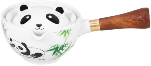 PRETYZOOM Ceramic Rotating Teapot Wood Handle Loose Tea Infuser Side Handle Tea Maker for Home