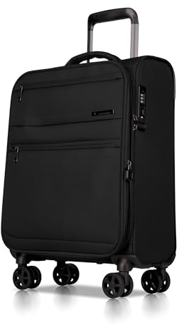 Cocoono Handgepäck Koffer 55x40x20 – Leichter Stoff Reisekoffer mit Rollen, TSA-Schloss, erweiterbar, 40L – Cabin Trolley für Flugreisen, 360° Doppelrollen, Robustes Hand Luggage (schwarz, M)