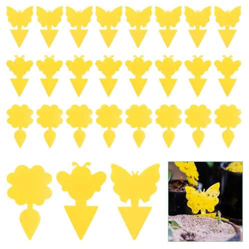 eROOSY 60 Stück Gelbsticker Trauermücken, Trauermücken Bekämpfen Fruchtfliegenfalle, Fliegenfalle, Fruchtfliegenfalle, Gelbe Klebefalle für die Zimmerpflanzen Schädlingsbekämpfung
