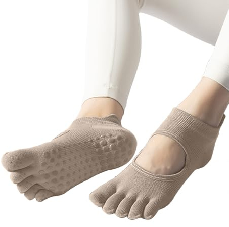 Ruayia Yoga Socken Anti-Rutsch, Stoppersocken Damen Pilates Socken Gymnastik Kickboxing Fitness Socken Yoga Zehensocken Rutschfeste Zehenlos Pilates Socken Rutschfest füsslinge