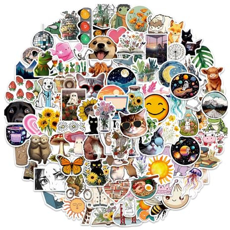 100Pcs Stickers for Adults Teens Kids, Cute Stickers Pack, Cool Waterproof Vinyl Sticker Decals, Aesthetic Sticker for Laptop Skateboard Water Bottles Computer Phone Guitar Scrapbooking Notebook