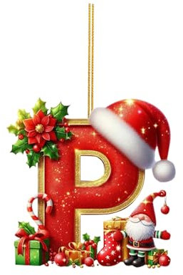 26 Letter Christmas Tree Hanging Pendant,𝗖𝗵𝗿𝗶𝘀𝘁𝗺𝗮𝘀 Tree Decorations 𝗖𝗵𝗿𝗶𝘀𝘁𝗺𝗮𝘀 𝗧𝗿𝗲𝗲 Diy Hanging Letter 𝗧𝗿𝗲𝗲 Ornaments Xmas Decorations (P)