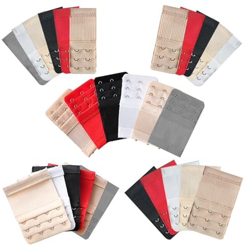 JSTHHTT 28 Pcs Bra Extenders 2 Hook / 3 Hook / 4 Hook Elastic Bra Strap Extensions, Bra Extensions 2/3/4 Hook, Bra Strap Extenders, Women's Bra Extender 2/3/4 Hook Soft Bra Extension Strap