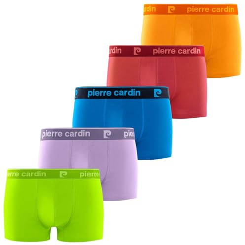 Pierre Cardin Underwear Boxer Homme Coton, Caleçon Homme Naturel et Hypoallergénique (Lot de 5), Turquoise/Vert/Violet - Taille XL
